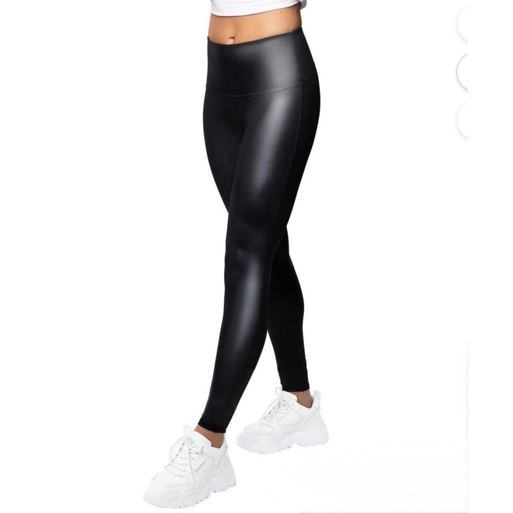 Jane and Bleecker Women's High Rise Soft Faux Leather Leggings-Black M